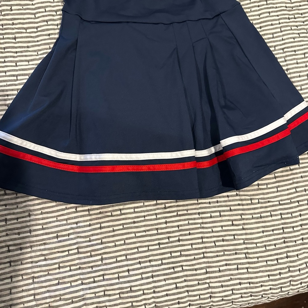 Navy Blue Skirt with Red and White Stripes skort & Collage colored skort both xs